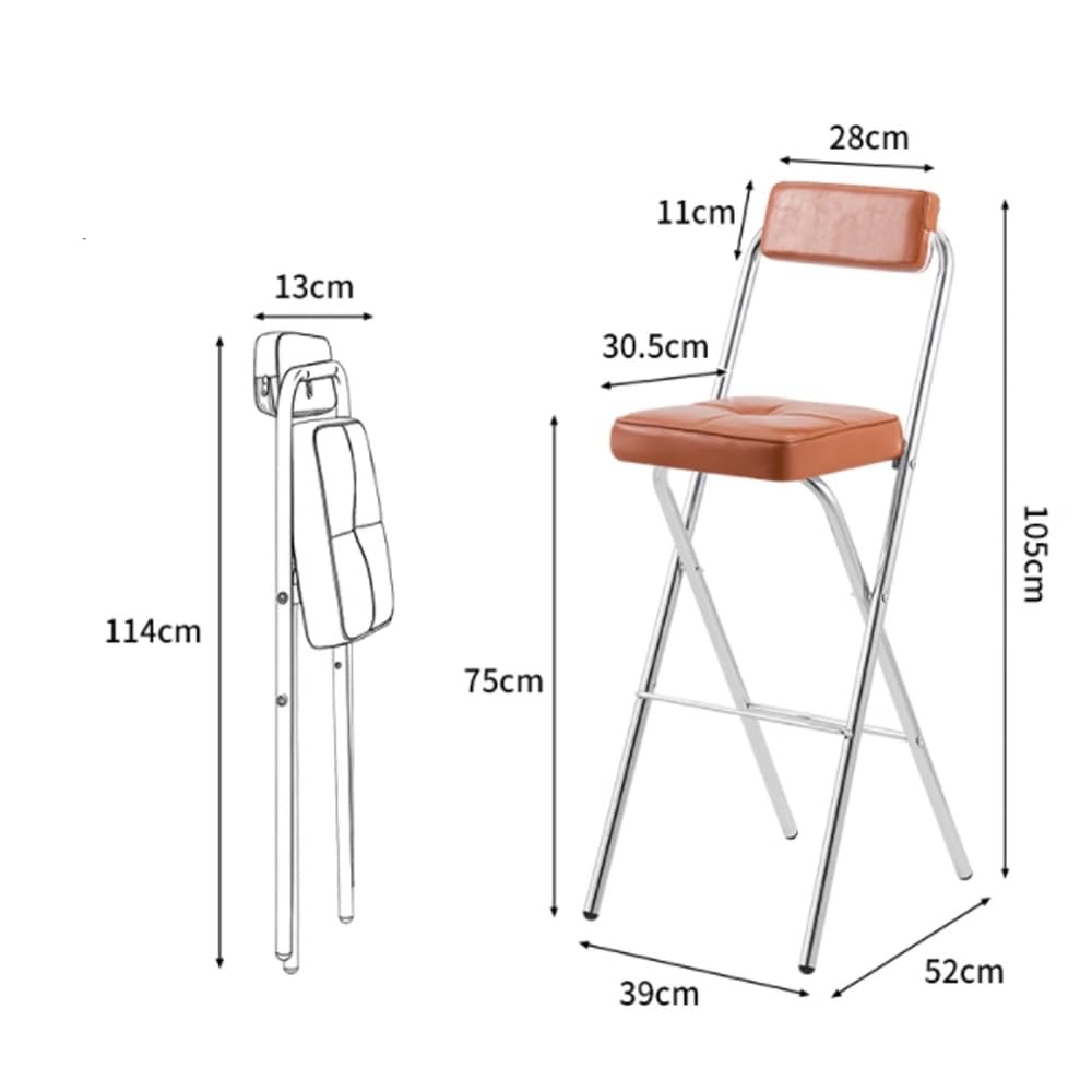 Black Folding Bar Stool with Backrest C812