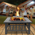 32in Wood Fire Pit with Mesh Lid and Fire Poker A89037