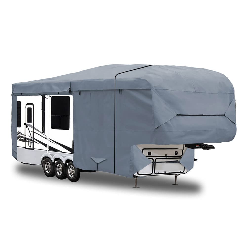 5th Wheel RV Trailer Cover 5 Layers with Windproof Side-Straps Heavy Duty 24' - 26' J901257