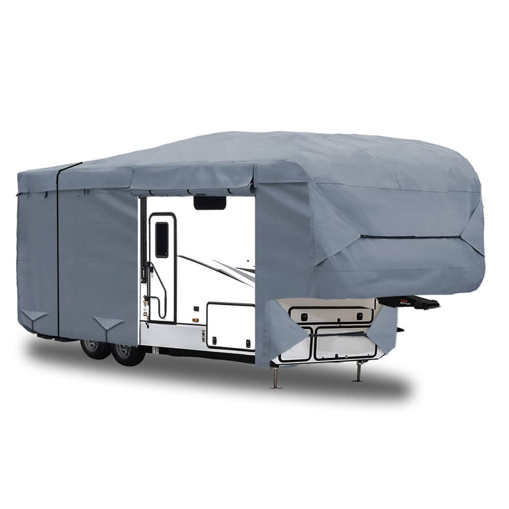 5th Wheel RV Trailer Cover 5 Layers with Windproof Side-Straps Heavy Duty 24' - 26' J901257