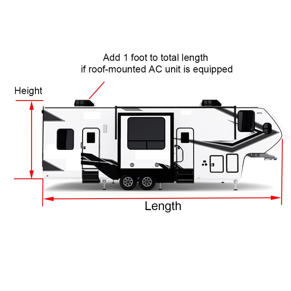 5th Wheel RV Trailer Cover 5 Layers with Windproof Side-Straps Heavy Duty 24' - 26' J901257
