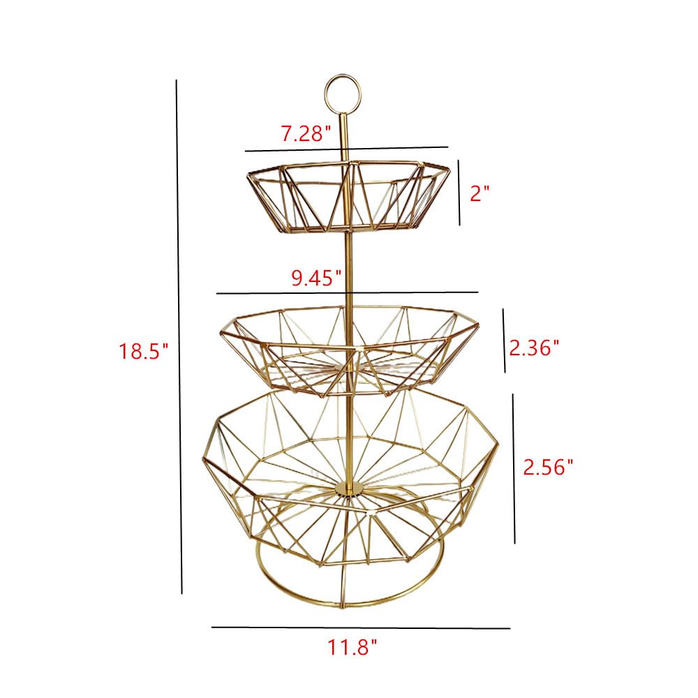 3 Tier Metal Wire Fruit Basket Stand Q77409