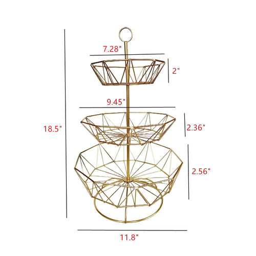 3 Tier Metal Wire Fruit Basket Stand Q77409