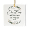 Ceramic 3-inch Square-Shaped Botanical Wreath Ornament X9019