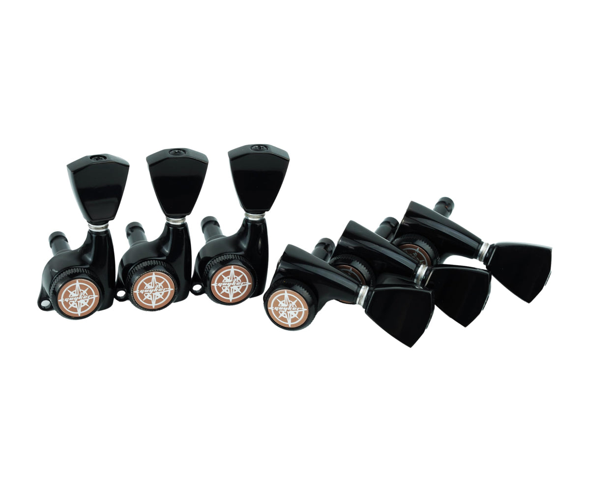 Locking Guitar Tuners 3L + 3R Black J51107