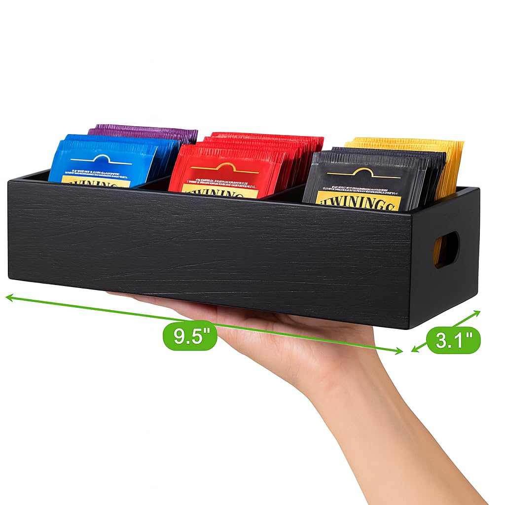 Matte Black Wood 3 Compartment Organizer Tray Z193644