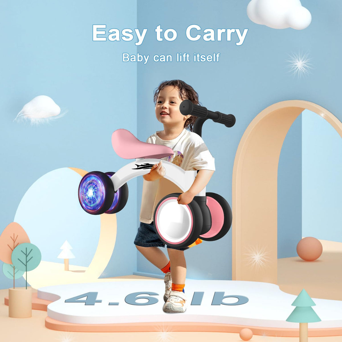 Baby Balance Bike No Pedal 4 Wheels A3996