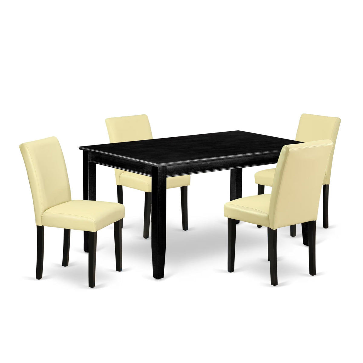 5 Piece Black Dining Table Set with 4 Faux Leather Chairs G350