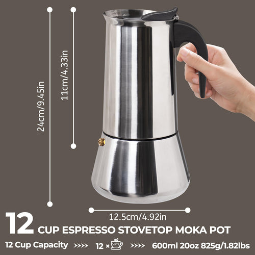 12 Cup Stainless Steel Moka Pot F8623