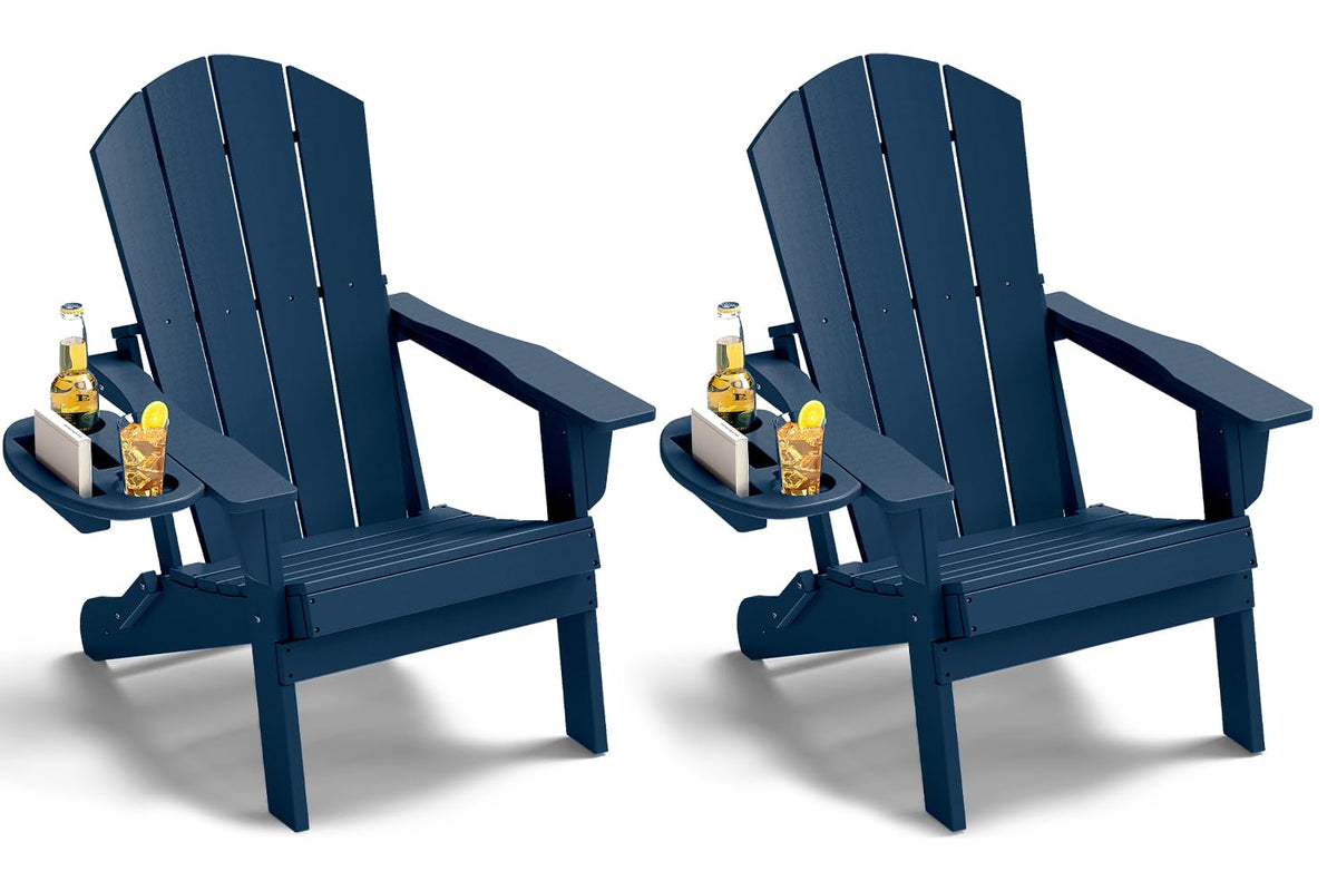 Folding Adirondack Chairs Set of 2 Navy Blue W873