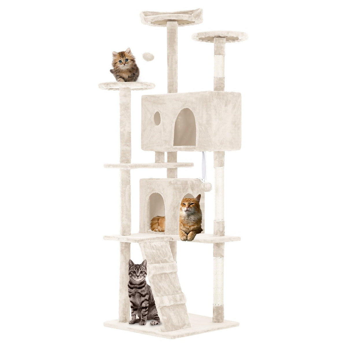 70 Inches Multi-Level Cat Tree with Scratching Posts X36710