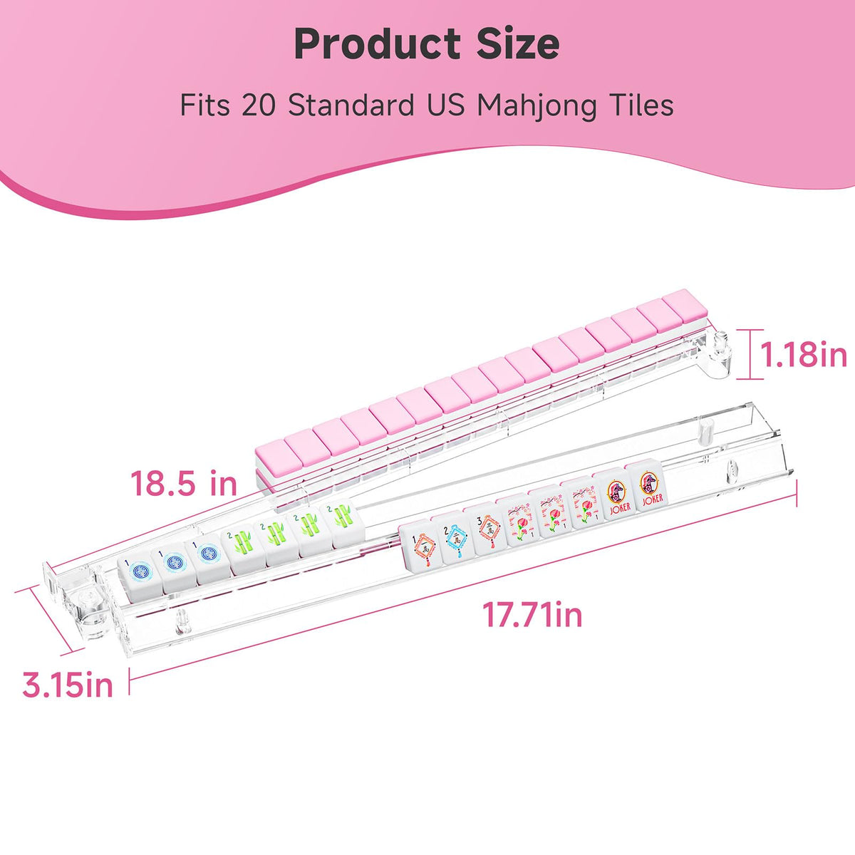 Clear Acrylic Mahjong Racks with Pushers, 4 Pack E213659