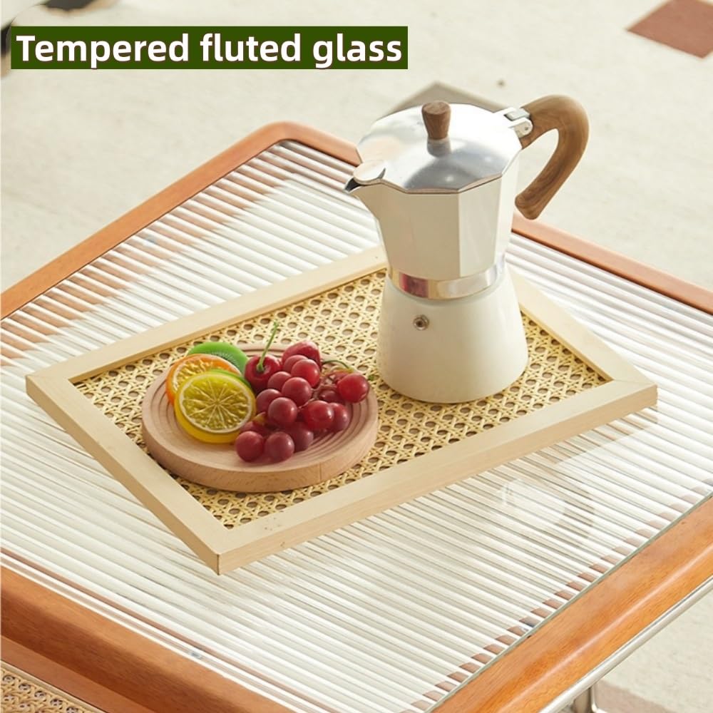 Set of 2 Square Nesting Coffee Tables Rattan Tempered Glass Brown L5889