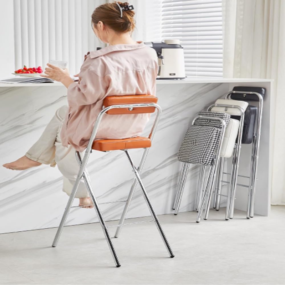Black Folding Bar Stool with Backrest C812