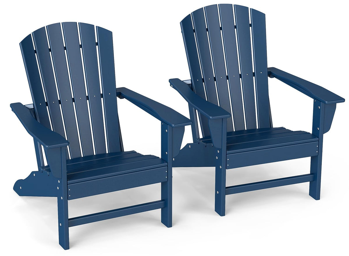 Oversized Adirondack Chairs Set of 2 HDPE All Weather Blue Z2753