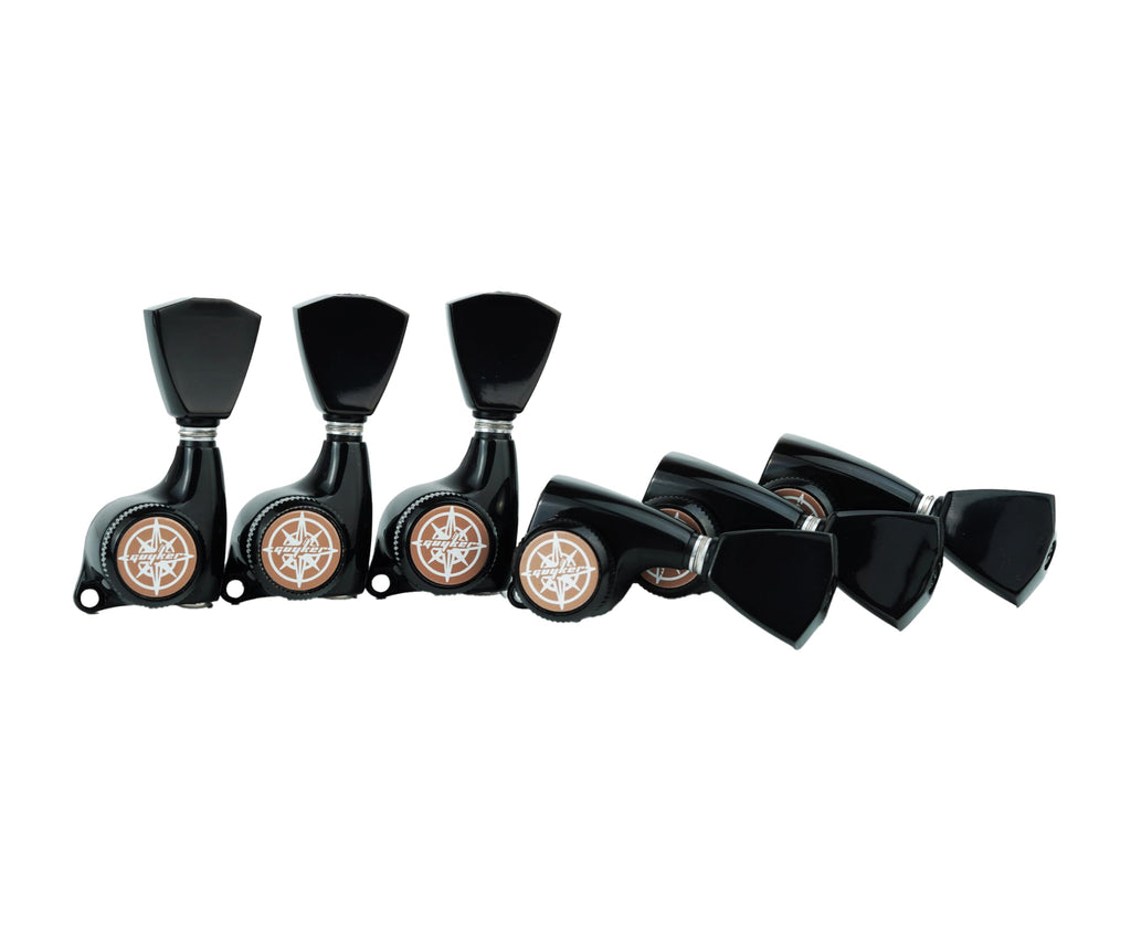 Locking Guitar Tuners 3L + 3R Black J51107