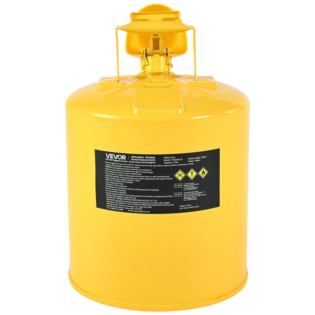 5 Gallon Type I Yellow Metal Container with Flame Arrester H47678