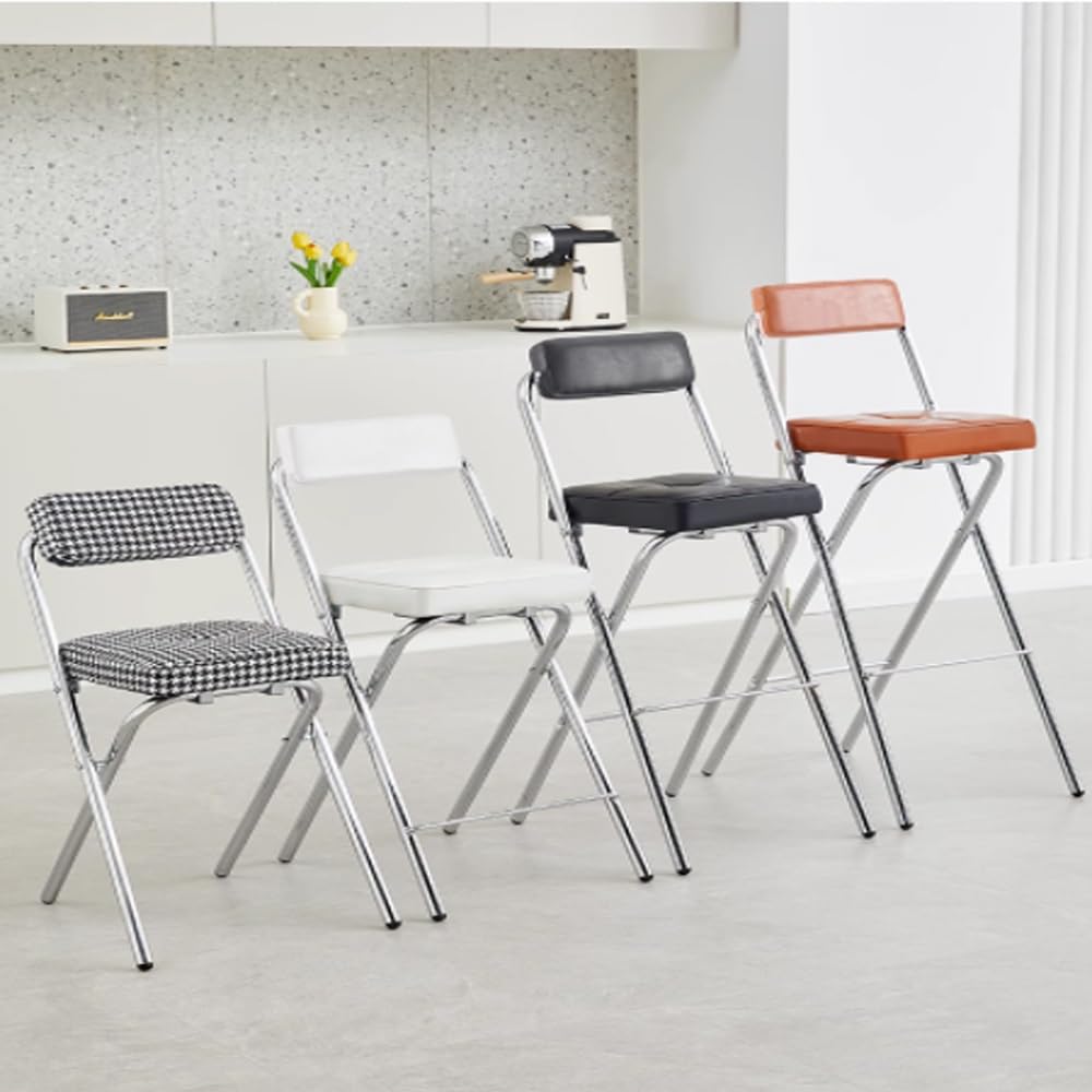 Black Folding Bar Stool with Backrest C812