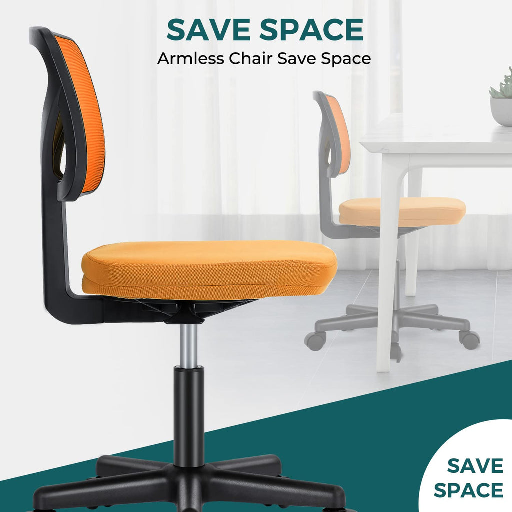 Orange Mesh Ergonomic Adjustable Swivel Rolling Office Chair U51085