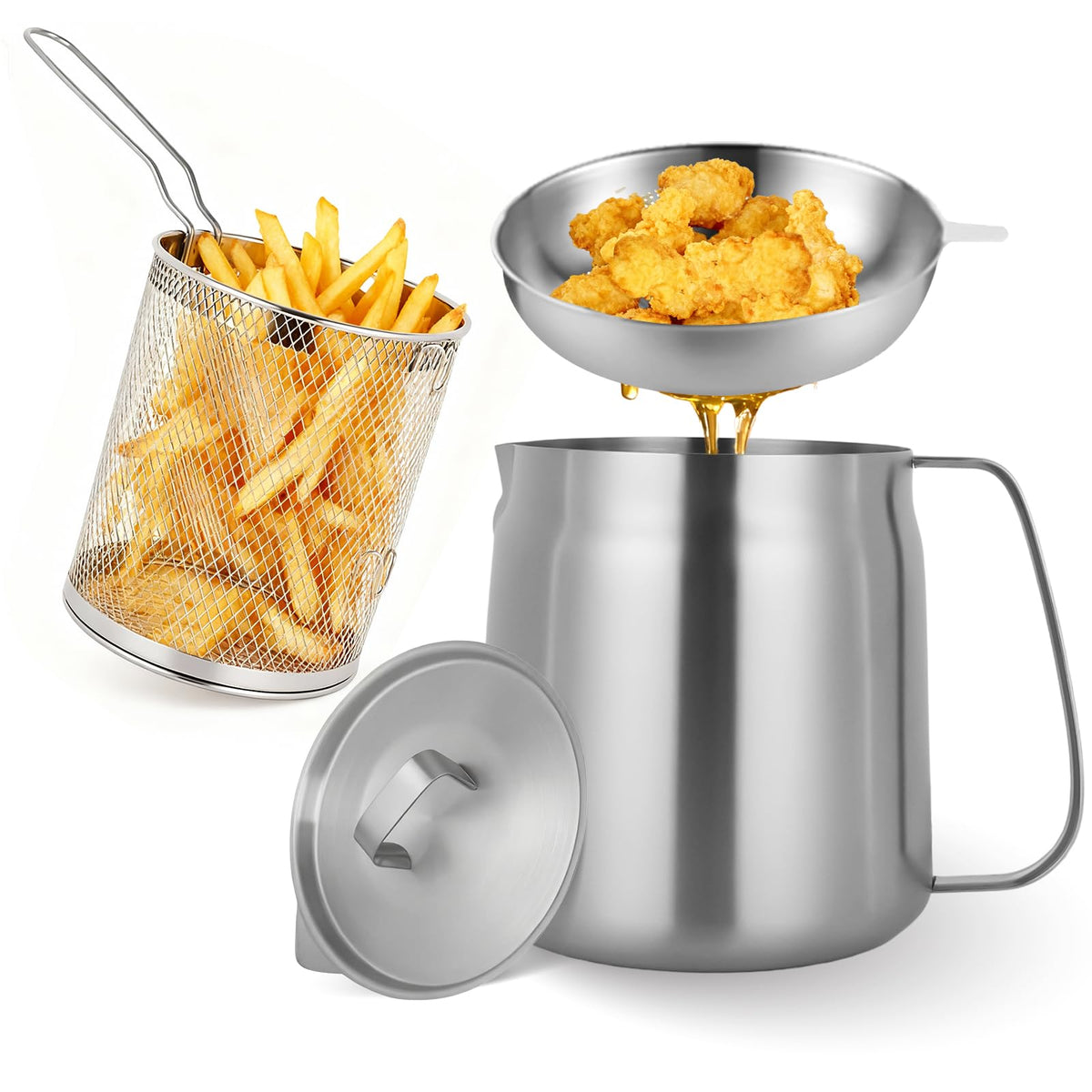 304 Stainless Steel Deep Fryer with Basket T18365