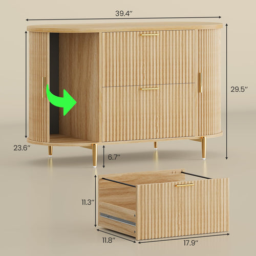 2 Drawer File Cabinet with 2 Sliding Door E504