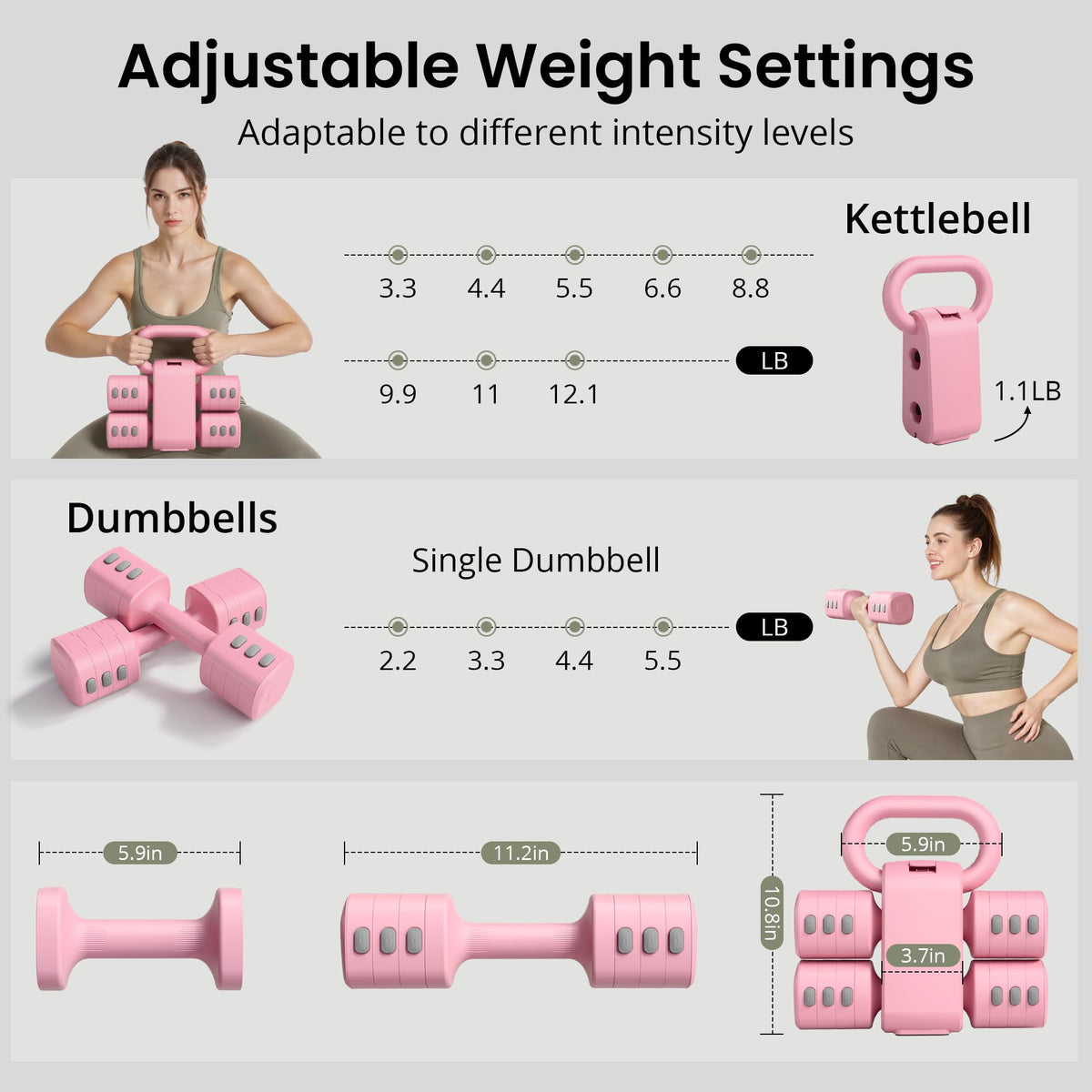 Adjustable Dumbbell Set 2.2lbs to 12.1lbs N8214