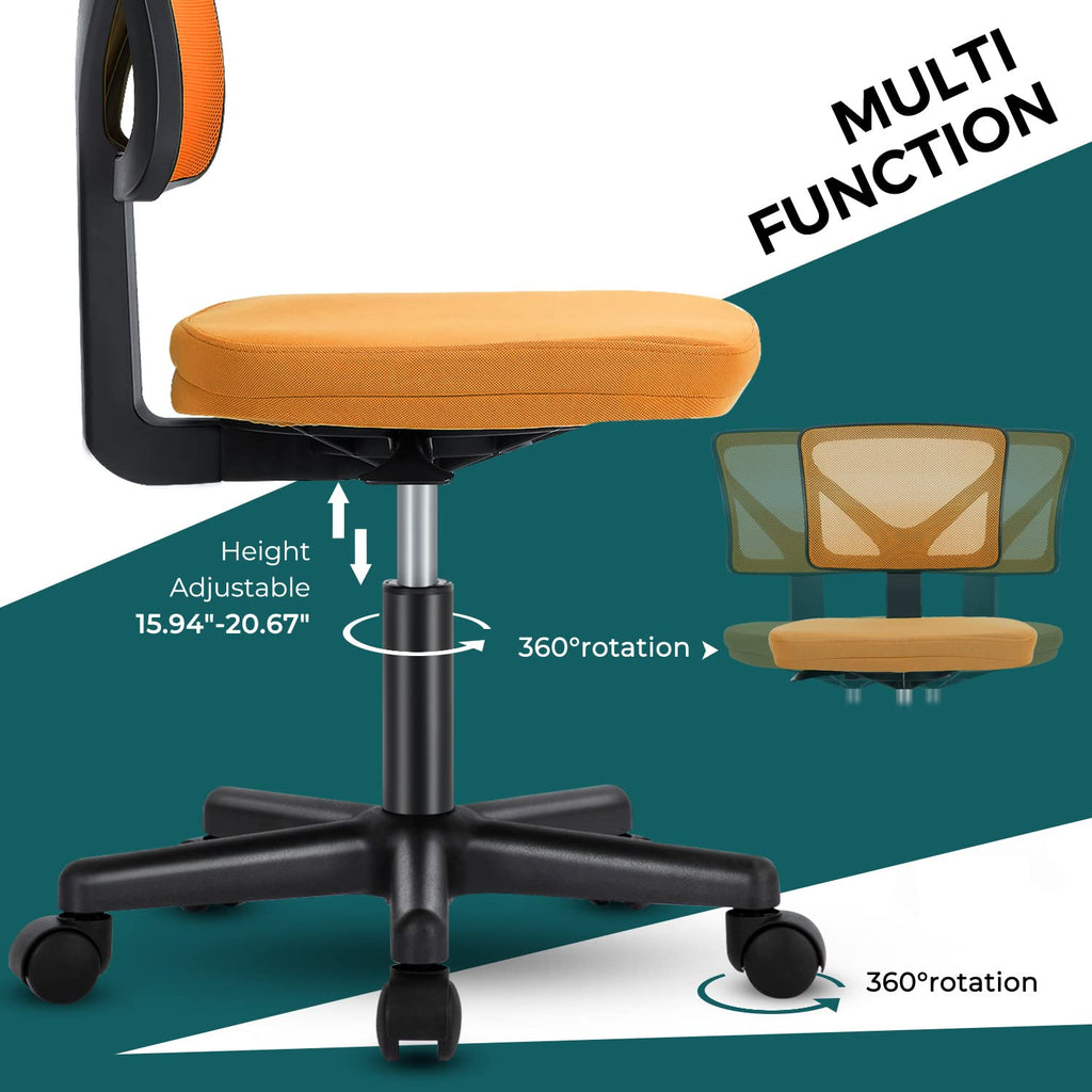 Orange Mesh Ergonomic Adjustable Swivel Rolling Office Chair U51085