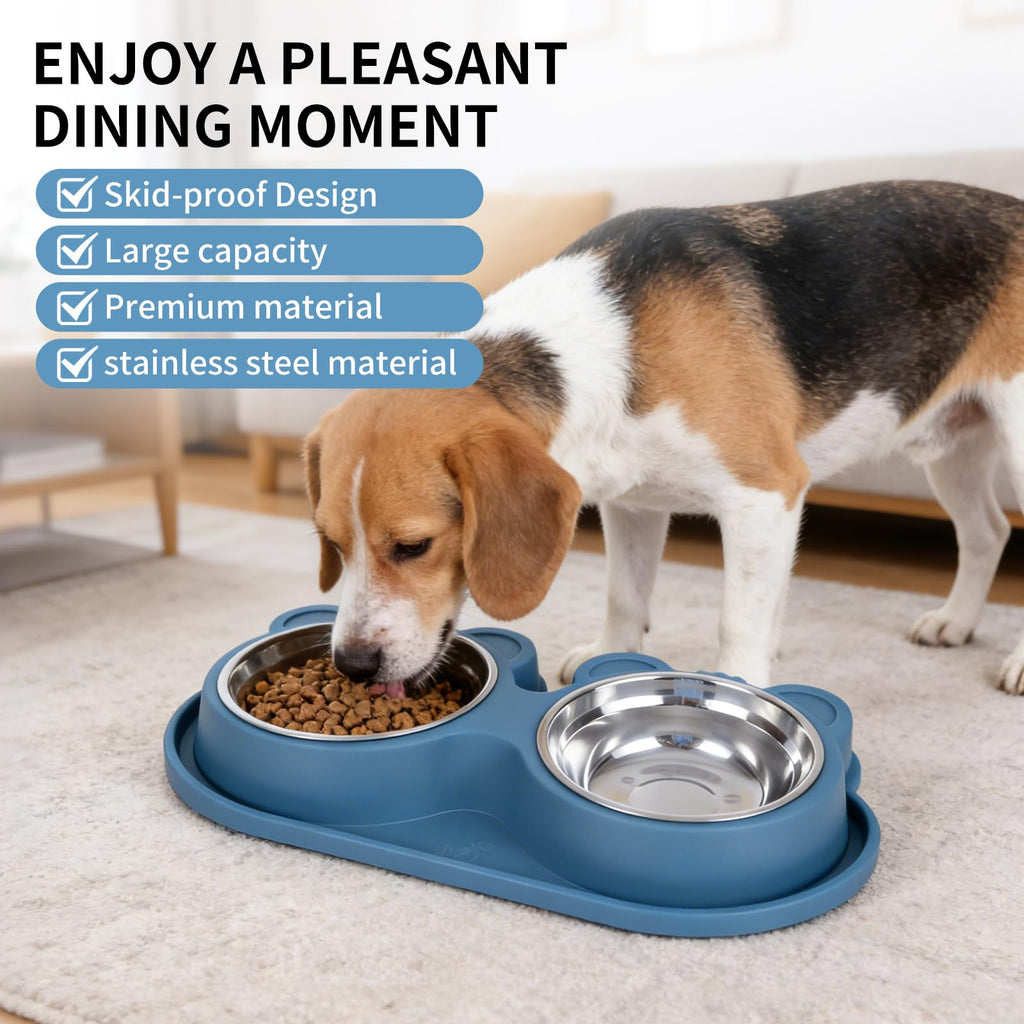 Stainless Steel Double Pet Bowls with Non-Slip Base X40615