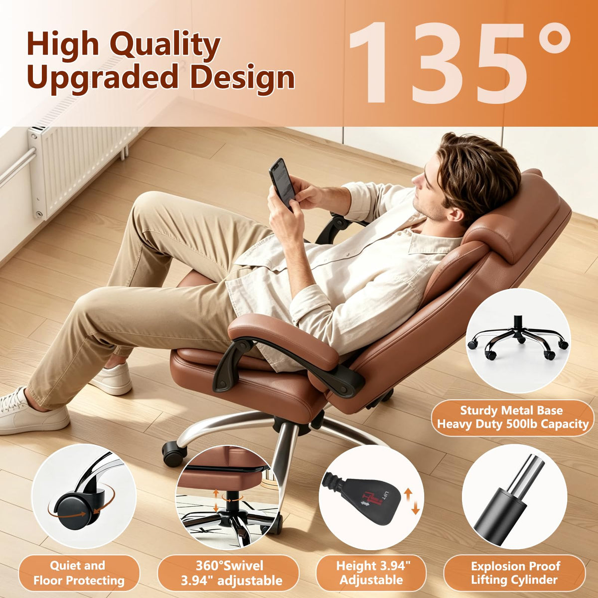 Ergonomic High Back Office Chair with Lumbar Support and Footrest I845694