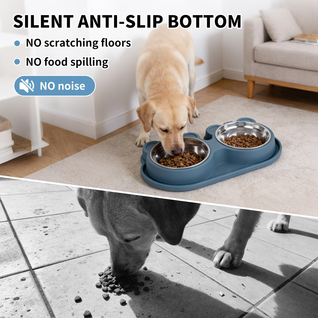 Stainless Steel Double Pet Bowls with Non-Slip Base X40615