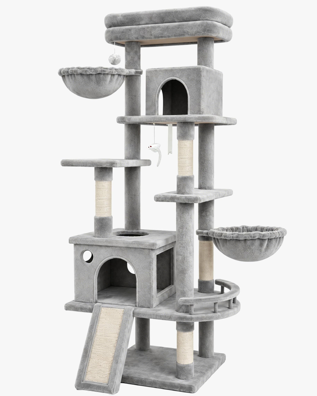 70 Inch Cat Tree with Scratching Post and Hammock G286637