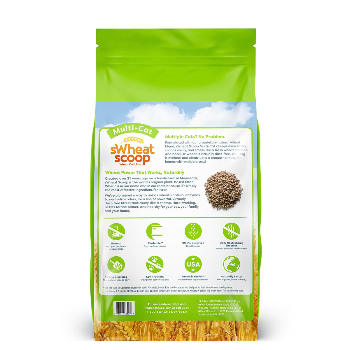 Natural Wheat Multi-Cat Litter, 25 Pound Bag E345