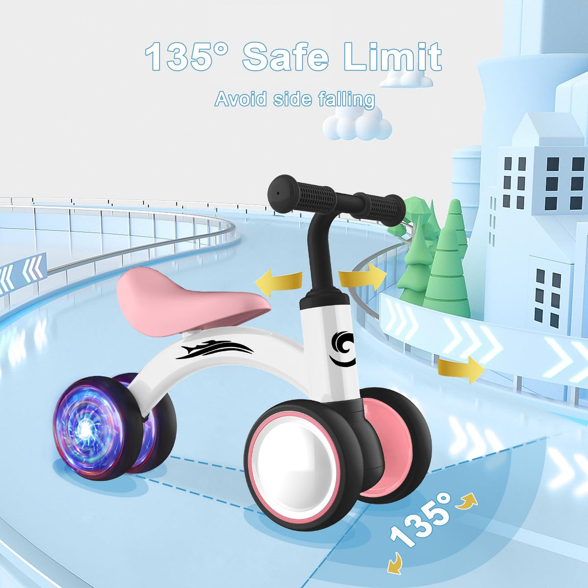 Baby Balance Bike No Pedal 4 Wheels A3996