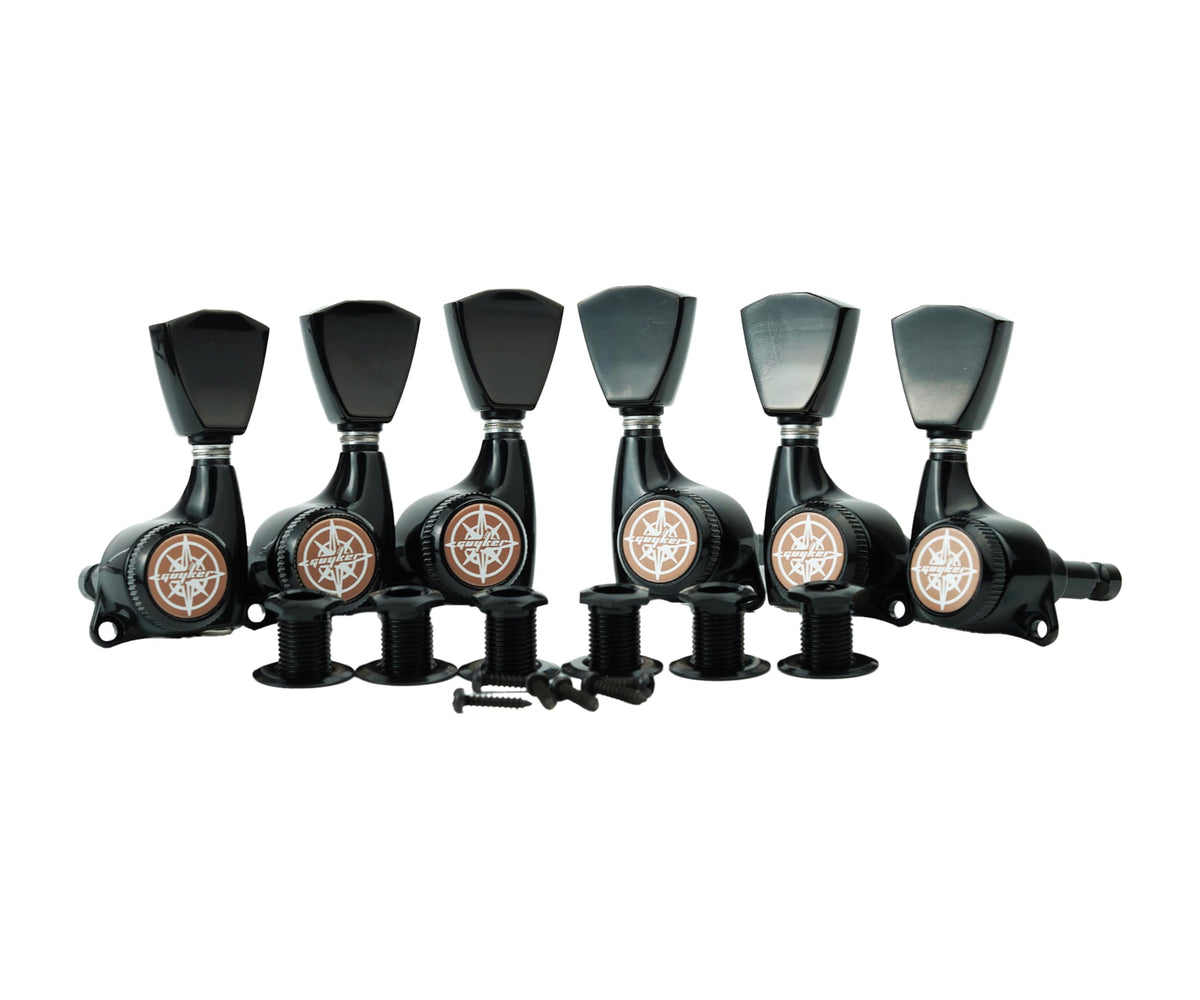 Locking Guitar Tuners 3L + 3R Black J51107