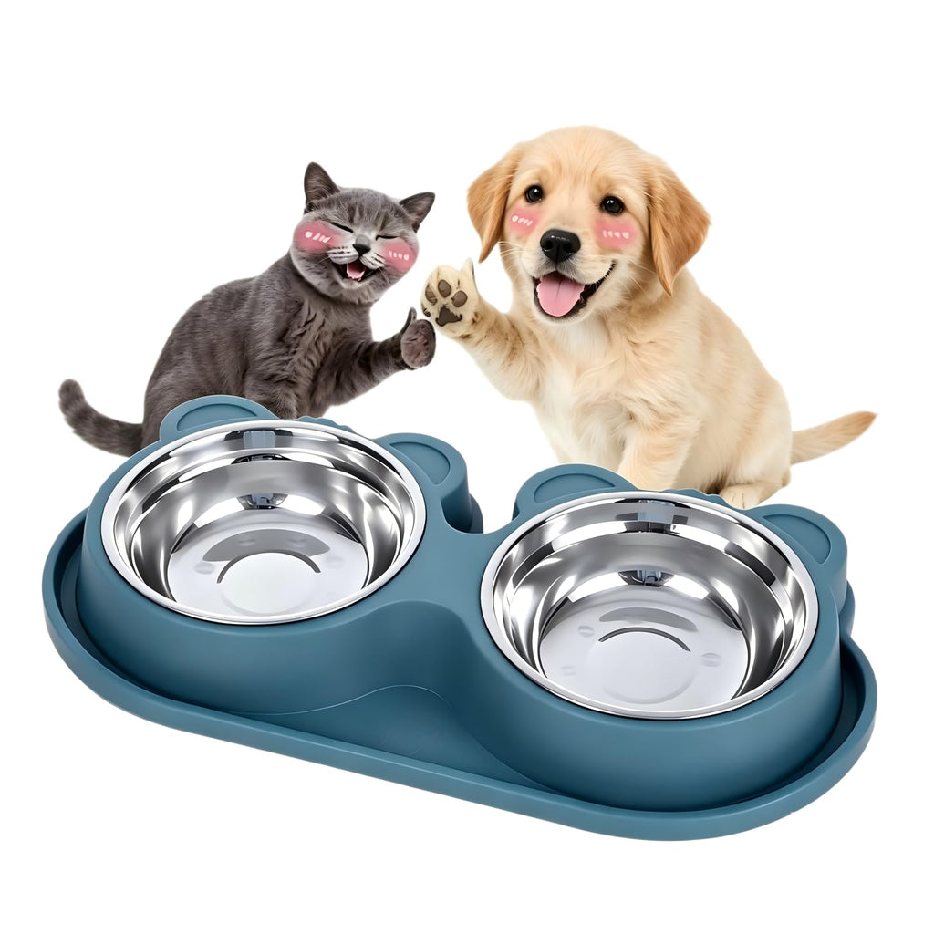 Stainless Steel Double Pet Bowls with Non-Slip Base X40615