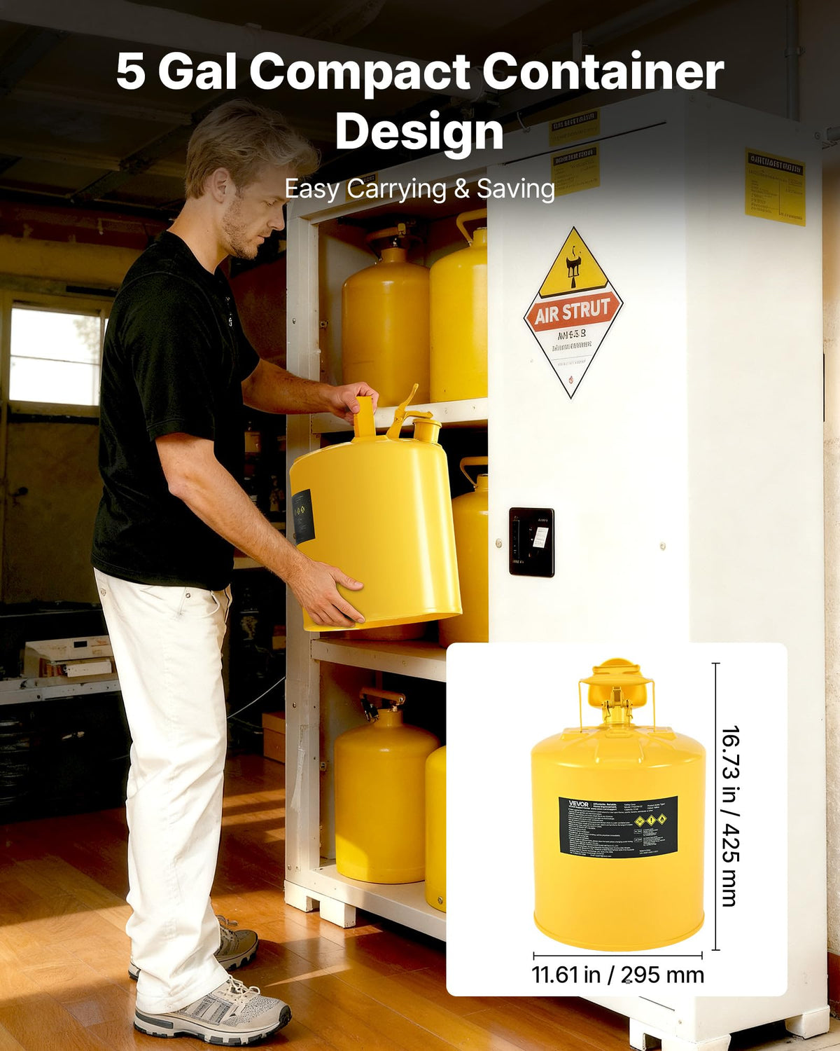 5 Gallon Type I Yellow Metal Container with Flame Arrester H47678
