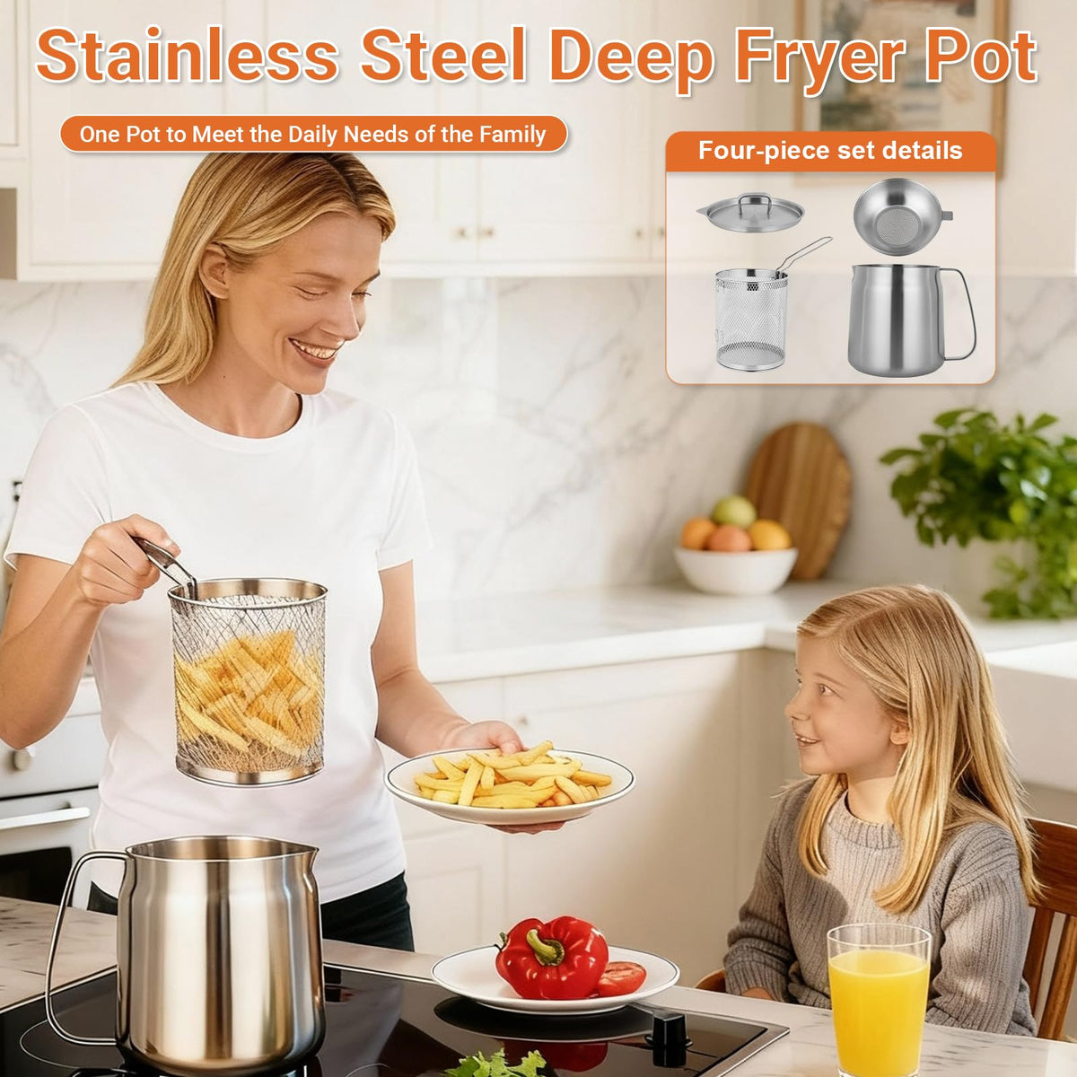 304 Stainless Steel Deep Fryer with Basket T18365