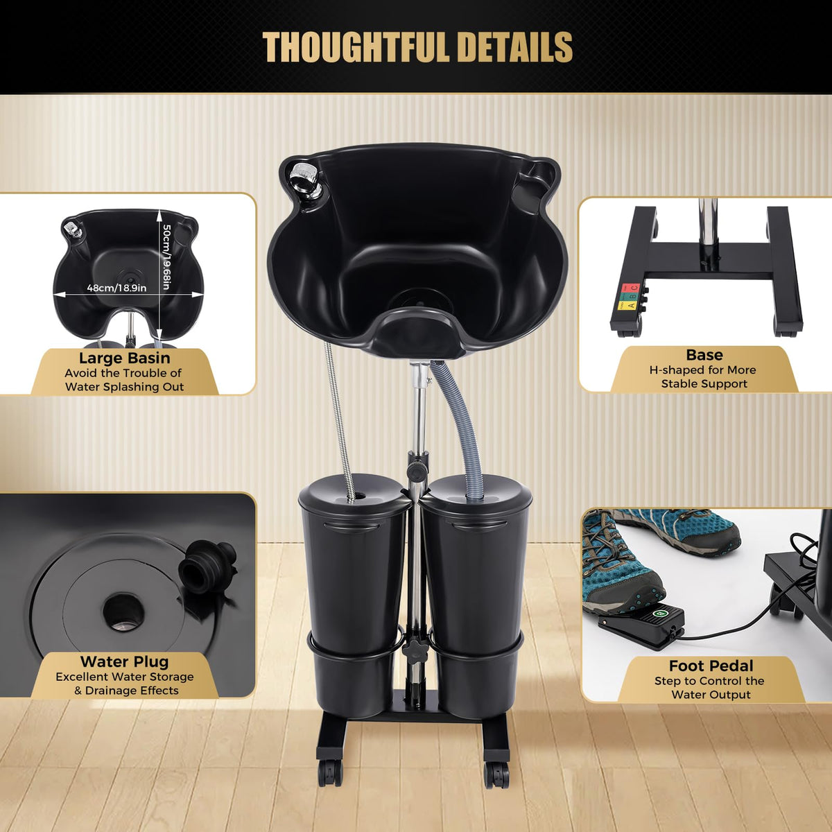 Portable Height Adjustable Shampoo Bowl with Electric Pump L673095