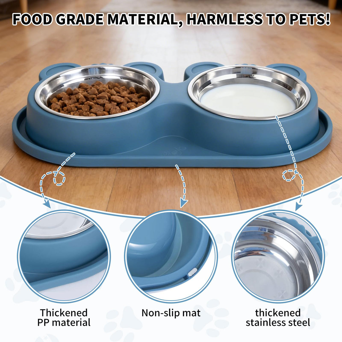 Stainless Steel Double Pet Bowls with Non-Slip Base X40615