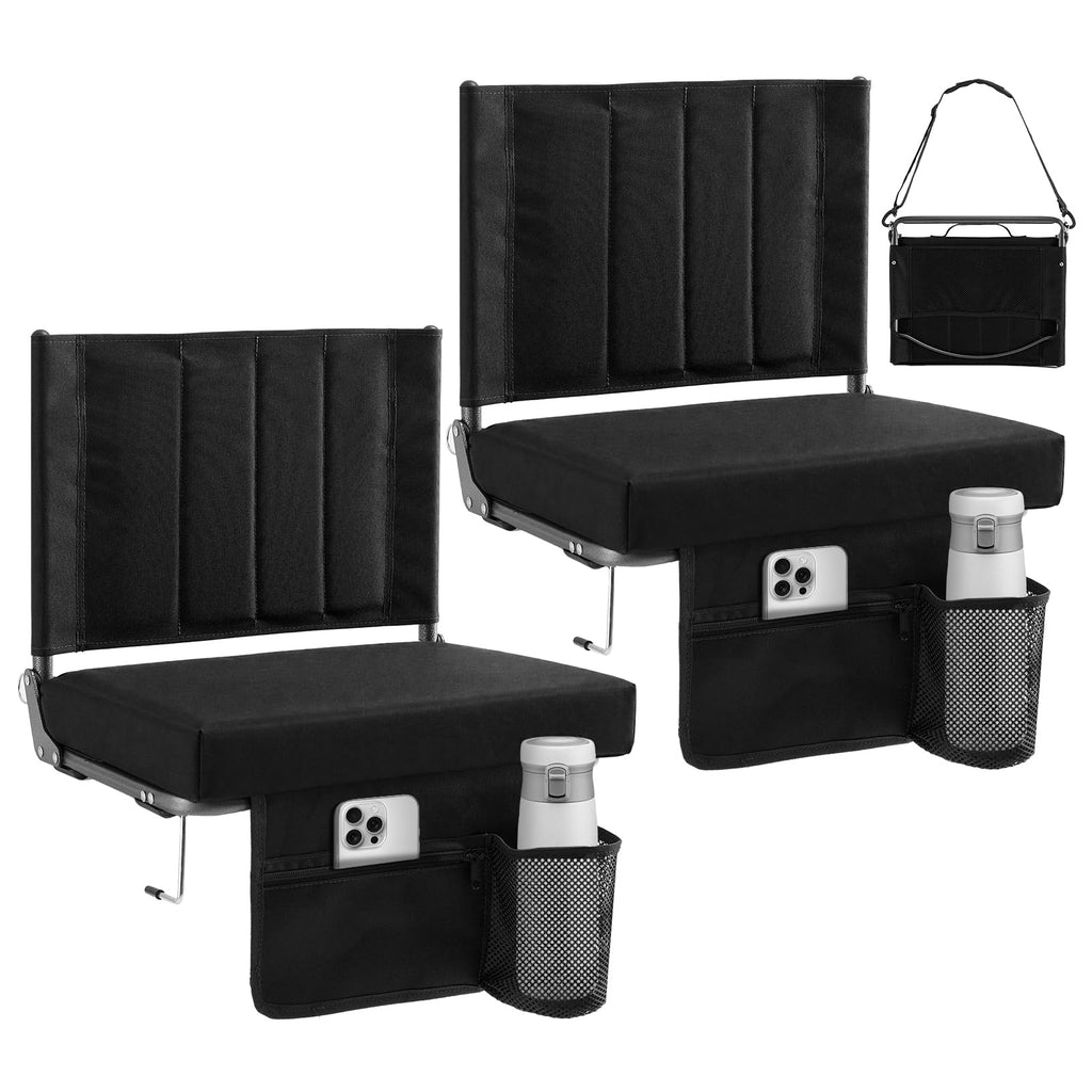 Stadium Seats with Back Support 2 Pack, Black F1288