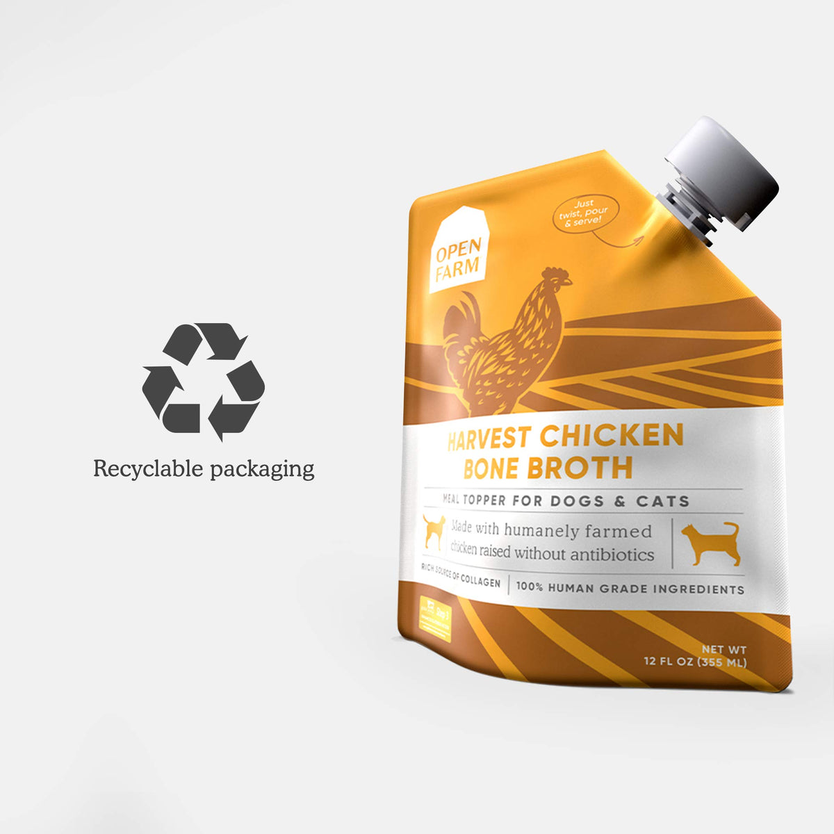 Chicken Bone Broth Food Topper for Dogs and Cats 12oz B7907
