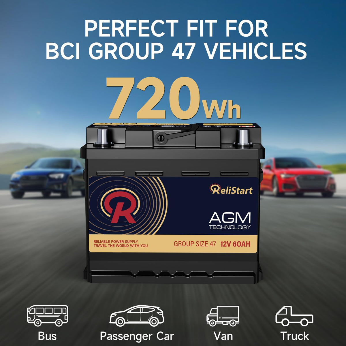 12V 60Ah Group 47 Automotive Battery M22019