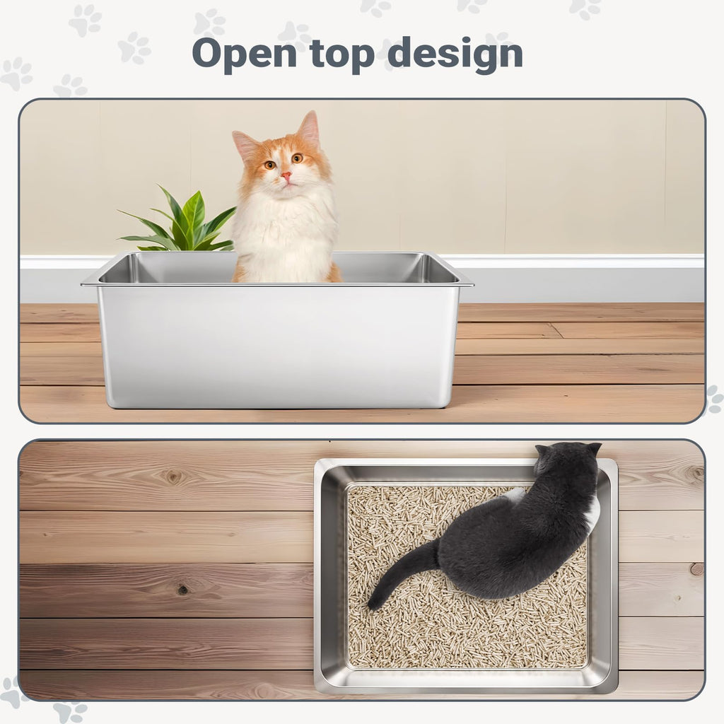 XL Stainless Steel High Sided Cat Litter Box K183