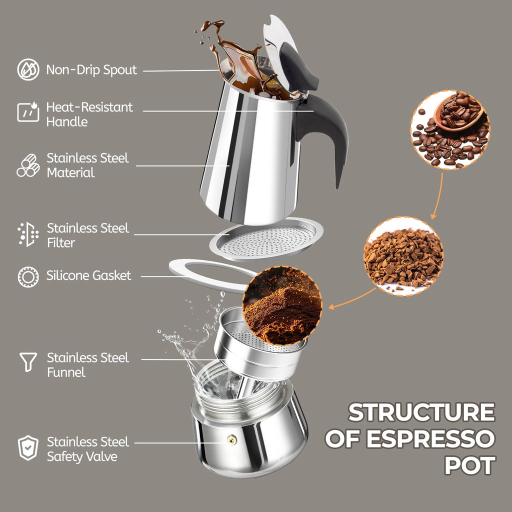 12 Cup Stainless Steel Moka Pot F8623