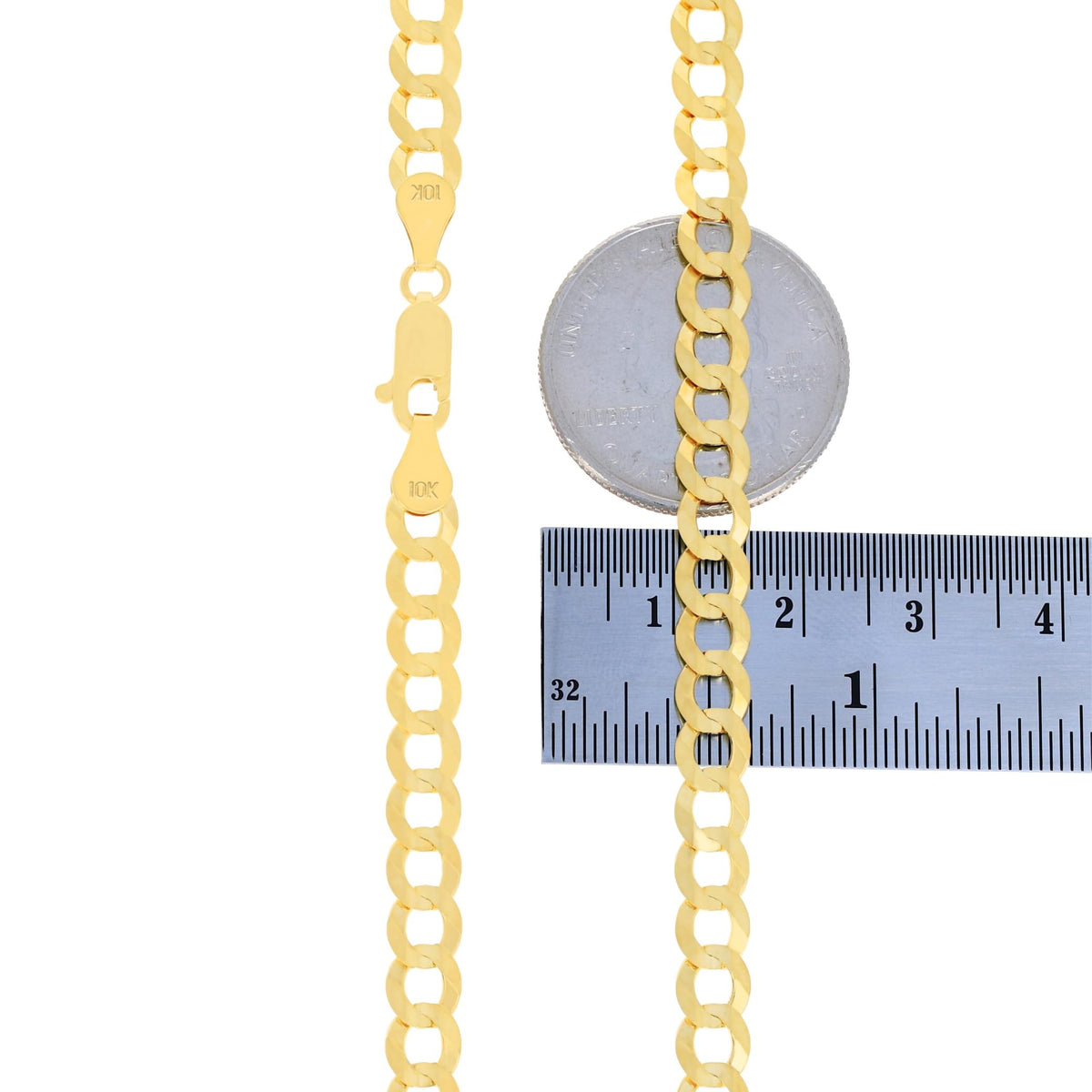 10k Yellow Gold Cuban Curb Link Chain Necklace F2725