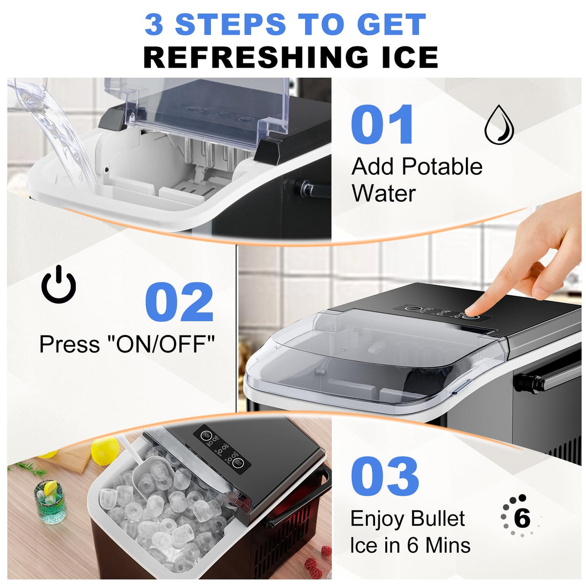 Portable Countertop Ice Maker Machine with Handle B367