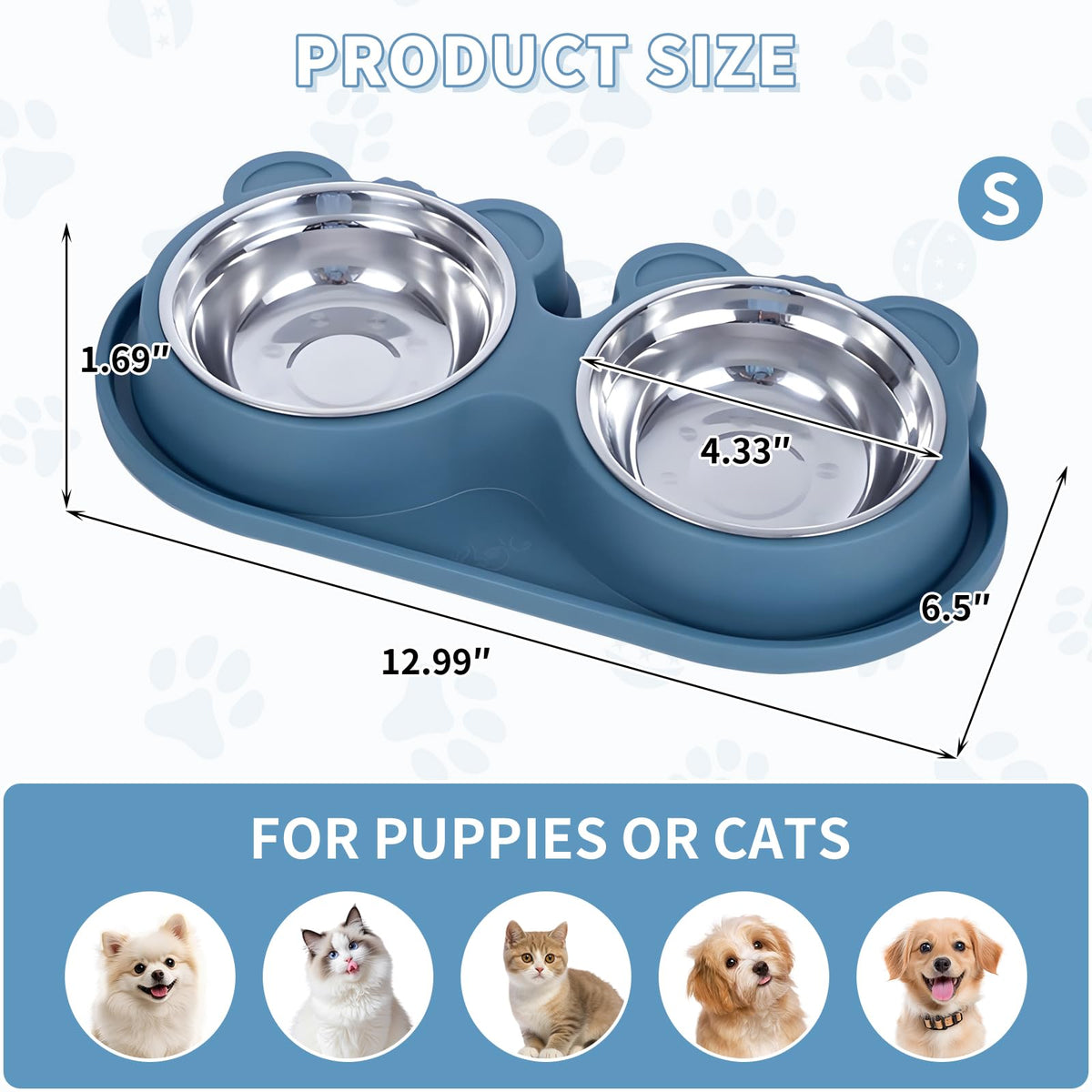 Stainless Steel Double Pet Bowls with Non-Slip Base X40615