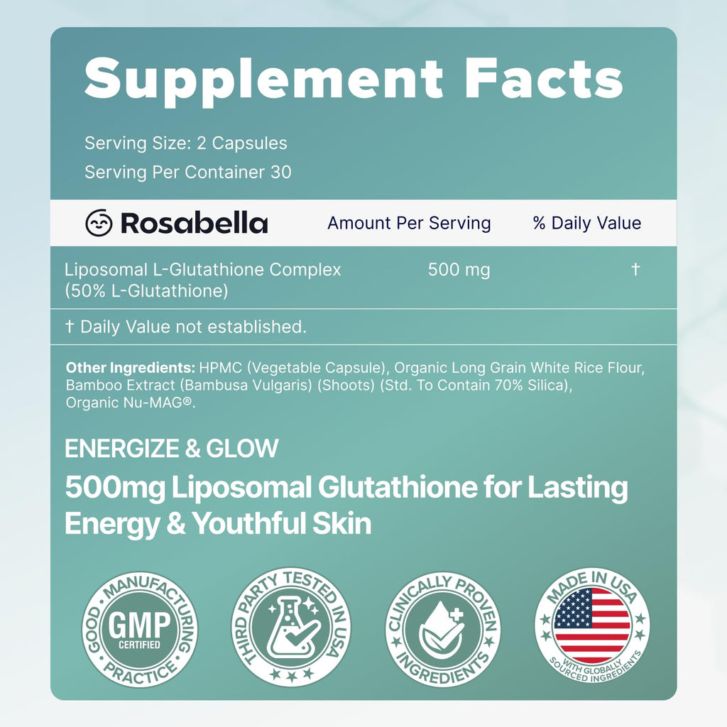 500mg Glutathione Supplement 60 Capsules F607794