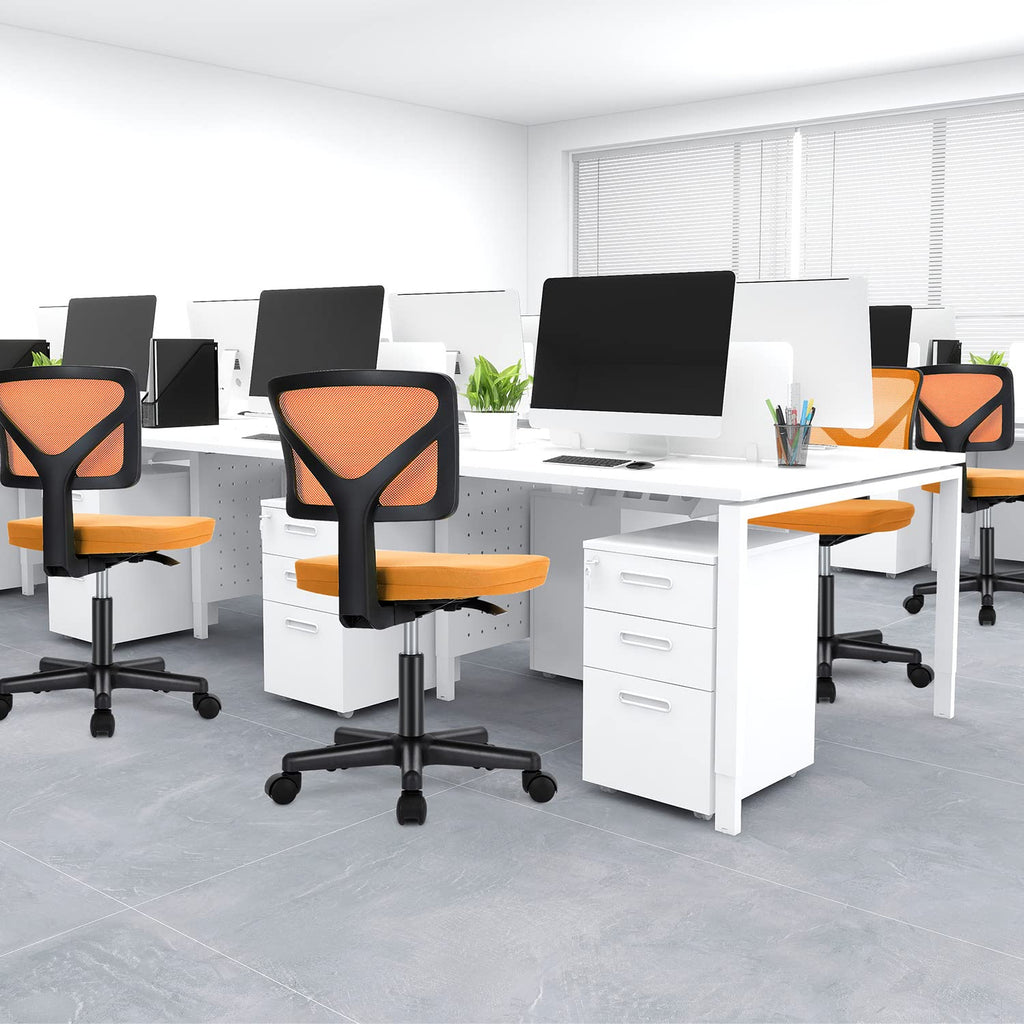 Orange Mesh Ergonomic Adjustable Swivel Rolling Office Chair U51085