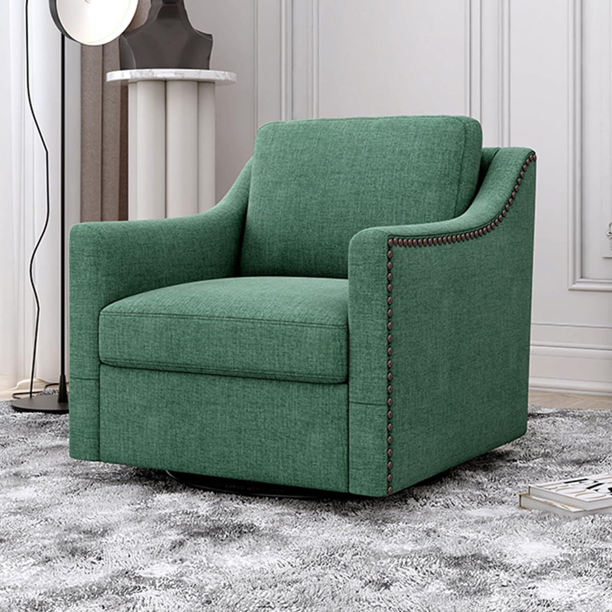 Swivel Accent Chair Set of 2 Green Armchair P958